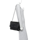 Crinkled Calfskin Matelasse Monogram Large Niki Chain Satchel Black