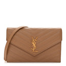 Grain De Poudre Matelasse Chevron Monogram Envelope Chain Wallet Cork