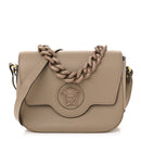 Grained Calfskin La Medusa Flap Shoulder Bag Taupe