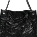 Crinkled Calfskin Matelasse Monogram Medium Niki Shopper Tote Black