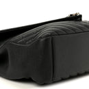 Sheepskin Matelasse Chevron Monogram Large College Satchel Black