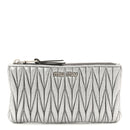 Metallic Nappa Matelasse Quilted Zip Wallet Silver
