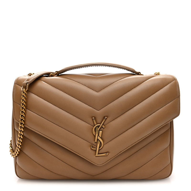 Lambskin Chevron Quilted Large LouLou Natural Tan