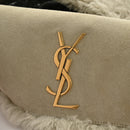 Shearling Calfskin Medium Reversible Monogram Kate Satchel Grey