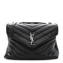 Calfskin Y Quilted Monogram Medium Loulou Chain Satchel Storm