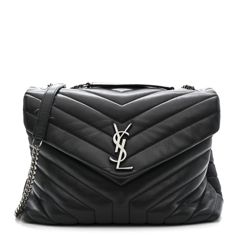 Calfskin Y Quilted Monogram Medium Loulou Chain Satchel Storm