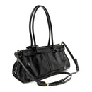 Glossy Calfskin Triangle Medium Bonnie Shoulder Bag Black