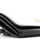 Saffiano Metal Flap Wallet With Strap Black