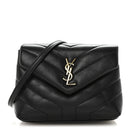 Calfskin Y Quilted Monogram Toy Loulou Crossbody Bag Black