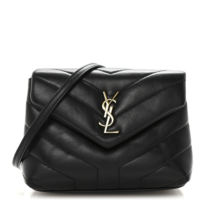 Calfskin Y Quilted Monogram Toy Loulou Crossbody Bag Black