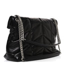 Lambskin Quilted Medium Loulou Puffer Monogram Chain Satchel Black