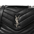 Calfskin Y Quilted Monogram Small Loulou Chain Satchel Black