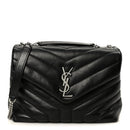 Calfskin Y Quilted Monogram Small Loulou Chain Satchel Black