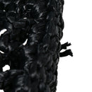 Yarn Raffia Effect Crochet Logo Embroidered Tote Bag Black
