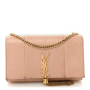 Snakeskin Medium Classic Monogram Kate Tassel Satchel Beige