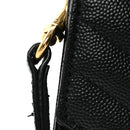 Grain De Poudre Matelasse Chevron Monogram Envelope Clutch Black