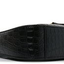 Calfskin Crocodile Embossed Le 5 A 7 Hobo Black