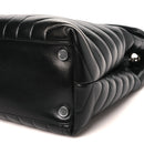 Calfskin Y Quilted Monogram Large Loulou Chain Satchel Black