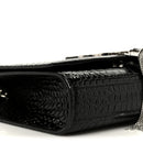 Calfskin Crocodile Embossed Small Classic Monogram Kate Tassel Satchel Black
