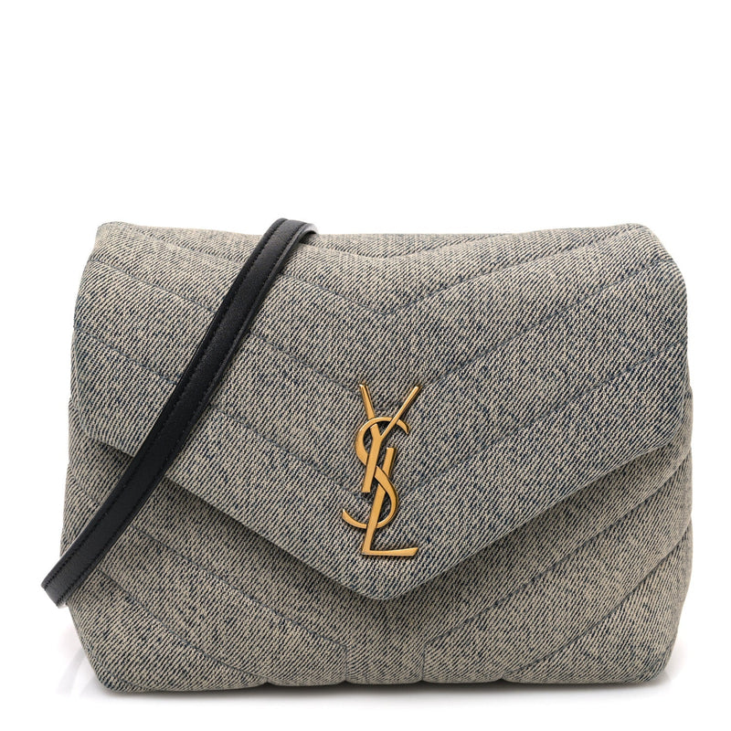 Denim Y Quilted Monogram Toy Loulou Crossbody Bag Grey