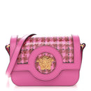 Calfskin Vinyl Small Houndstooth La Medusa Crossbody Bag  Red Fuchsia