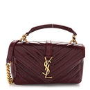 Shiny Calfskin Matelasse Chevron Monogram Mini College Bag Deep Hot Wine