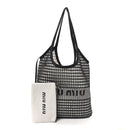 Raffia Effect Linen Logo Ivy Bag Black Natural