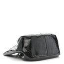 Calfskin Crocodile Embossed Greca Goddess Tote Bag Black