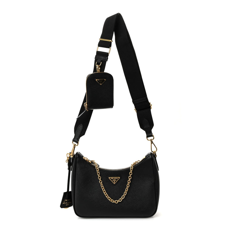 Saffiano Lux Re-Edition 2005 Shoulder Bag Black