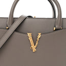 Grainy Calfskin Virtus Top Handle Tote Grey