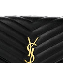 Grain De Poudre Matelasse Chevron Monogram Envelope Clutch Black