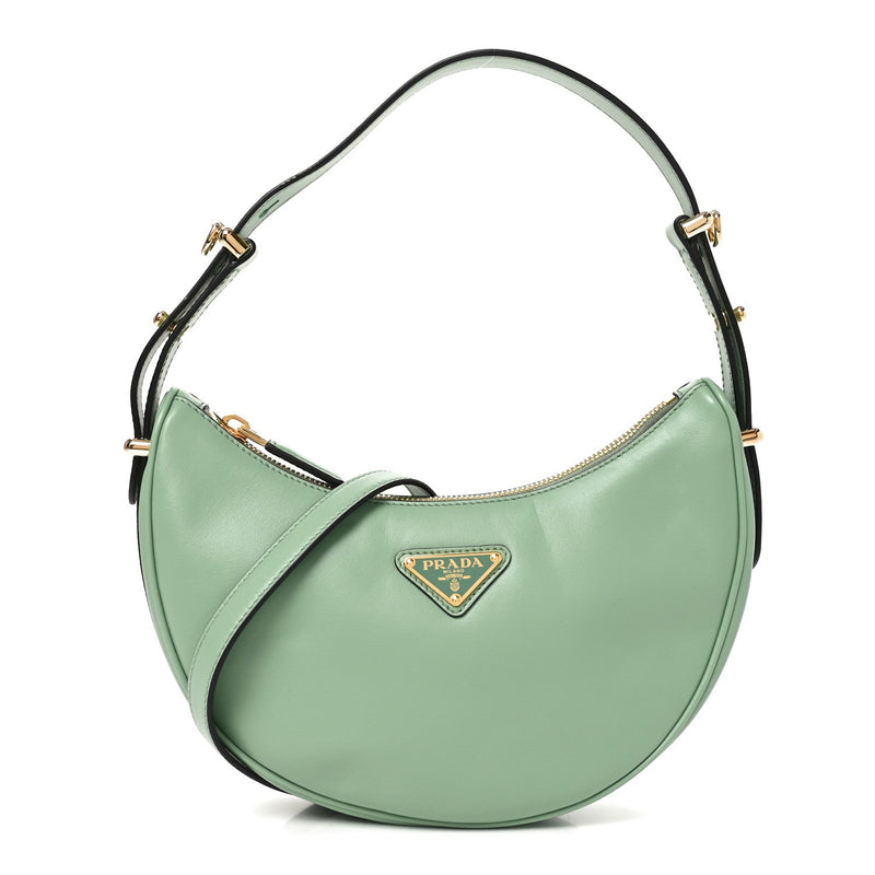 Soft Calfskin Arque Shoulder Bag Acquamarina