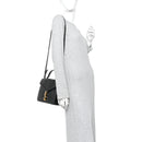 Calfskin Crocodile Embossed Medium Classic Monogram Cassandra Top Handle Black