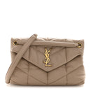 Lambskin Quilted Small Loulou Puffer Monogram Chain Satchel Dark Beige