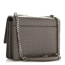 Calfskin Crocodile Embossed Medium Monogram Sunset Fog