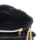 Shearling Y Quilted Monogram Medium Loulou Chain Satchel Black
