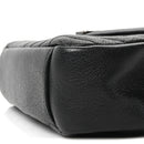 Sheepskin Matelasse Chevron Monogram Medium College Bag Black