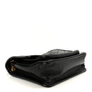 Crinkled Calfskin Matelasse Monogram Baby Niki Chain Satchel Black