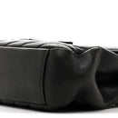 Sheepskin Matelasse Chevron Monogram Monochrome Medium College Bag Black