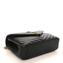 Sheepskin Matelasse Chevron Monogram Medium College Bag Black