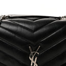 Calfskin Y Quilted Monogram Medium Loulou Chain Satchel Black