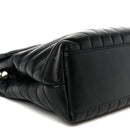Calfskin Y Quilted Monogram Medium Loulou Chain Satchel Black