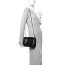Crinkled Lambskin Matelasse Monogram Baby Niki Chain Satchel Black