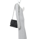 Crinkled Calfskin Monogram Medium Niki Chain Satchel Black
