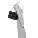 Calfskin Y Quilted Monogram Medium Loulou Chain Satchel Black