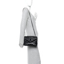 Calfskin Y Quilted Monogram Monochrome Small Loulou Chain Satchel Black