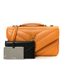 Lambskin Chevron Quilted Small Loulou Bag Sunflower