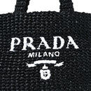 Yarn Raffia Effect Crochet Small Logo Tote Black