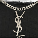 Calfskin Crocodile Embossed Small Classic Monogram Kate Tassel Satchel Black