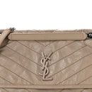 Crinkled Calfskin Matelasse Monogram Medium Niki Chain Satchel Gold Sand